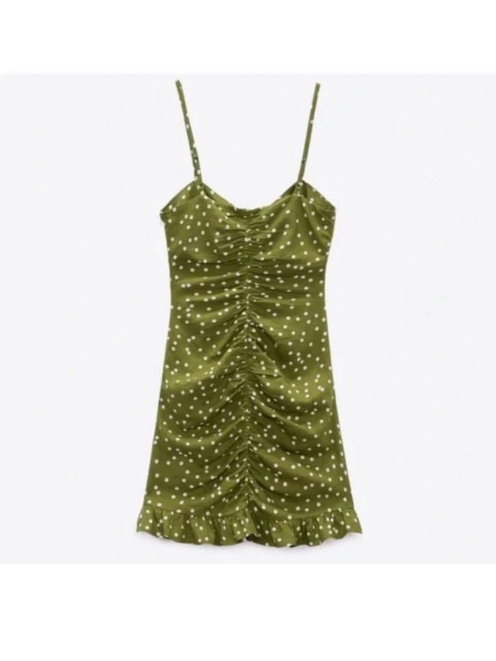 Zara linen blend polka dot dress